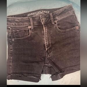 American eagle super hi-rise shortie black size 00